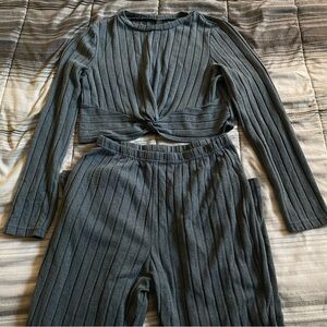 Shein Turquoise Two Piece Set Cropped